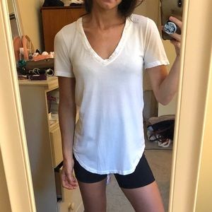 Paige White V-neck T-Shirt with Trim Detail